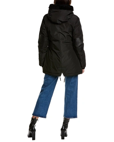 Shop Nb Series By Nicole Benisti Aurora Leather-trim Down Coat In Black