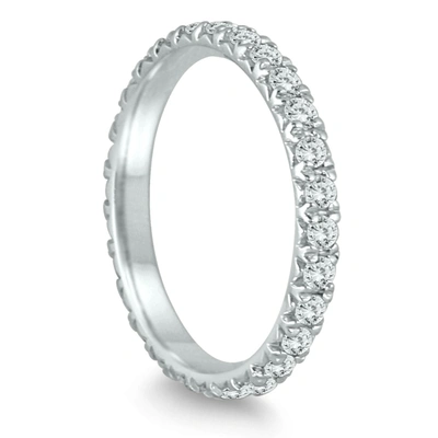 Shop Monary 1 1/2 Carat Tw Shared Prong Diamond Eternity Band In 10k White Gold In Silver
