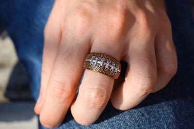 Shop Monary Hustle & Tackle Brown Rhodium Plated Sterling Silver American Football Diamond Ring