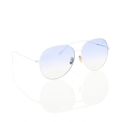 Shop Carmen Sol White Aviator Sunglasses In Gradient Baby Blue