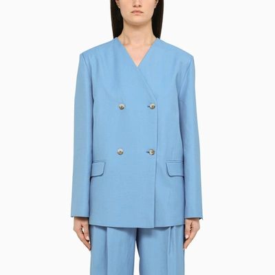 Shop Loulou Studio Blue Double-breasted Jacket