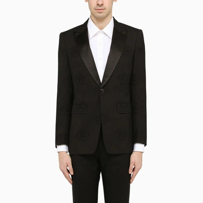 Shop Burberry Smoking Blck Jacket In Black