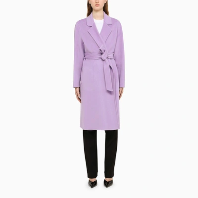 Shop P.a.r.o.s.h . | Lilac Belted Coat In Wool And Cashmere In Purple