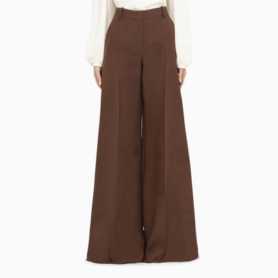 Shop Valentino Hazelnut Flared Trousers In Brown