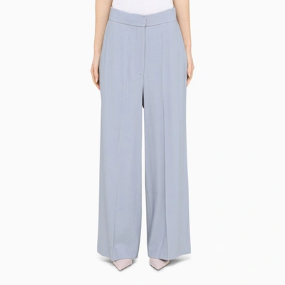 Shop Khaite | Light Blue Wool And Viscose Wide Trousers