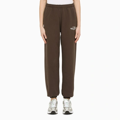 Shop Sporty And Rich Chocolate Jogging Pants With Logo In Brown