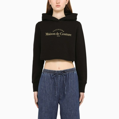 Shop Valentino | Black Cropped Hoodie With Logo