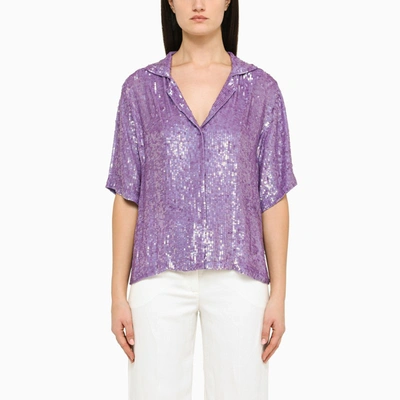 Shop P.a.r.o.s.h Purple Short-sleeved Shirt With Sequins