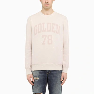 Shop Golden Goose Grey Crewneck Sweatshirt With Logo In Pink