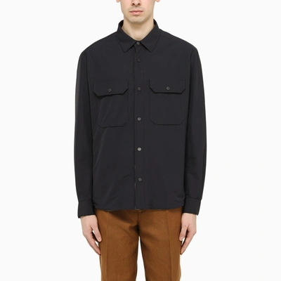 Shop Zegna Wool-blend Navy Shirt In Blue