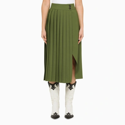 Shop Golden Goose Green Pleated Skirt