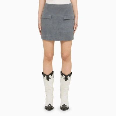Loulou Studio Blue Suede Mini Skirt In Blue