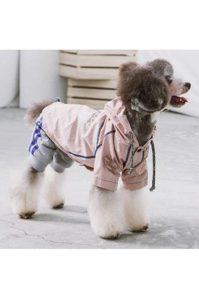 Shop Touchdog Cloudburst Waterproof Reversible Dog Raincoat In Pink
