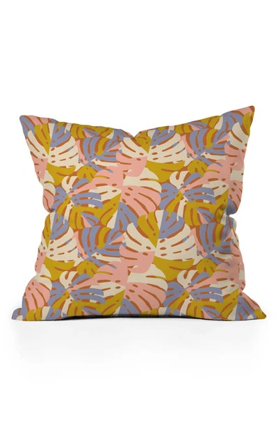 Shop Deny Designs Lathe Quill Color Block Monstera Throw Pillow In Multi