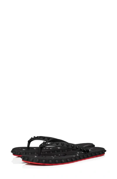 Shop Christian Louboutin Super Loubi Flip Flop In Black