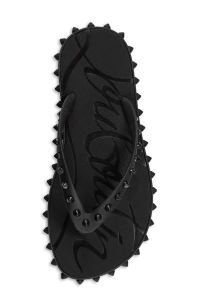 Christian Louboutin Loubi Donna Spike Red Sole Flip Flops In Black