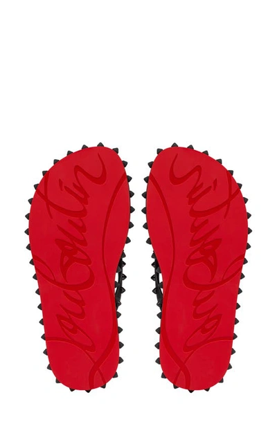 Christian Louboutin Loubi Donna Spike Red Sole Flip Flops In Black
