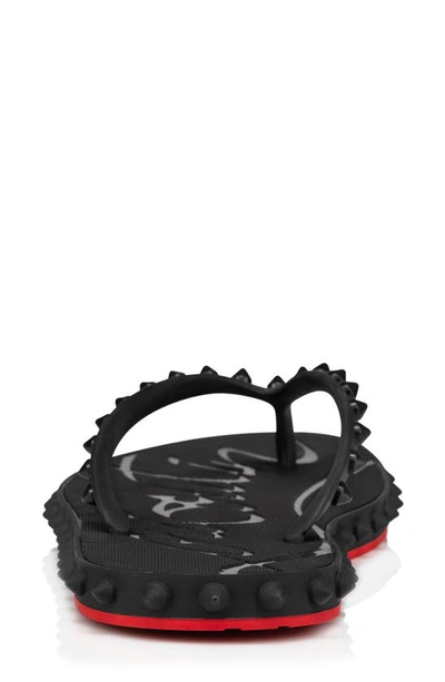 Christian Louboutin Loubi Donna Spike Red Sole Flip Flops In Black