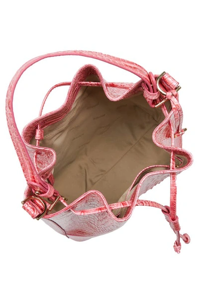 Shop Brahmin Marlowe Croc Embossed Leather Bucket Bag In Pink Punch