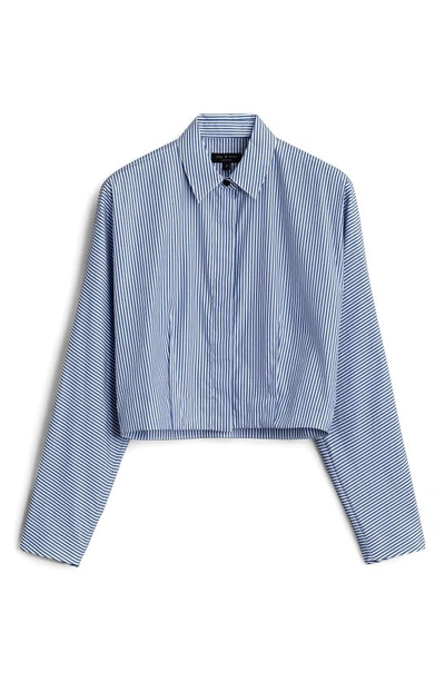 Shop Rag & Bone Morgan Stripe Crop Button-up Shirt In Ltblue Str