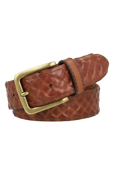 Shop Frye Leather Covered Woven Belt In Brown