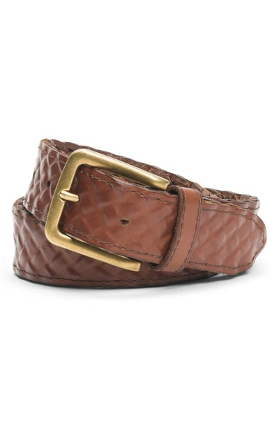 Shop Frye Leather Covered Woven Belt In Brown