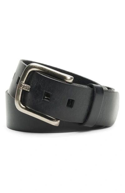 Shop Frye Logo Buckle Leather Belt In Black