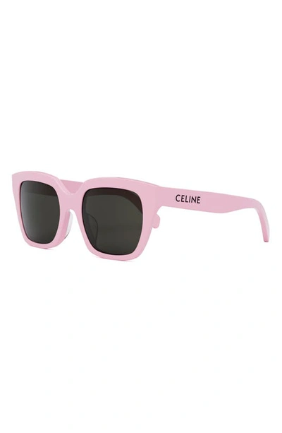 Shop Celine Monochrome 56mm Square Sunglasses In Pink/ Smoke