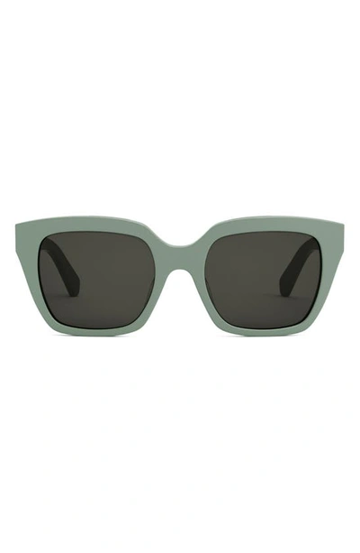 Shop Celine Monochrome 56mm Square Sunglasses In Light Green / Smoke