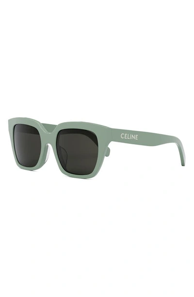 Celine Square Acetate Sunglasses In Light Green / Smoke