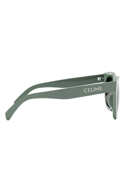 Shop Celine Monochrome 56mm Square Sunglasses In Light Green / Smoke