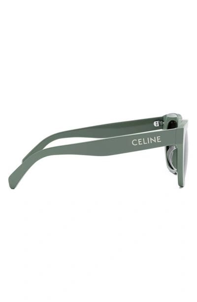 Celine Square Acetate Sunglasses In Light Green / Smoke