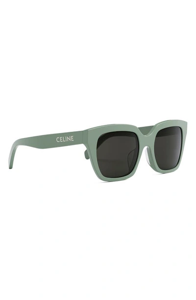 Celine Square Acetate Sunglasses In Light Green / Smoke