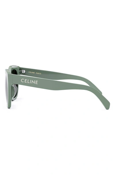 Celine Square Acetate Sunglasses In Light Green / Smoke