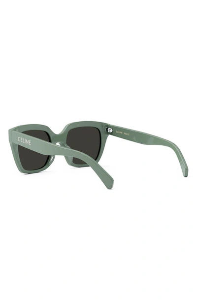 Celine Square Acetate Sunglasses In Light Green / Smoke