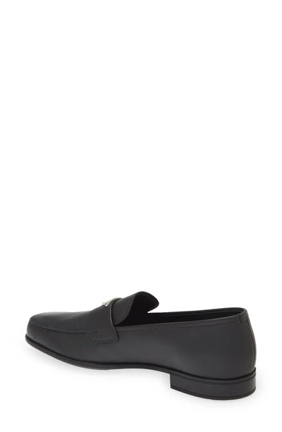 Prada Glossy Finish Loafers With Low Block Heel In Nero