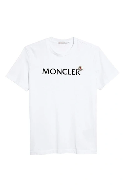 Shop Moncler Logo Embroidered T-shirt In White