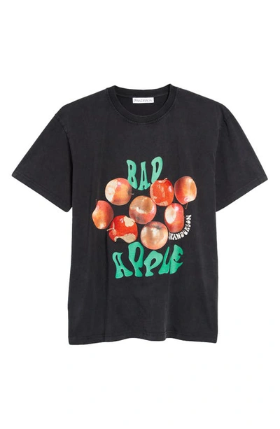 Shop Jw Anderson Bad Apple Oversize Graphic Tee In Charcoal