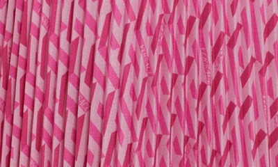 Shop Versace La Greca Handkerchief Hem Crêpe De Chine Midi Skirt In Pink/ Fuchsia