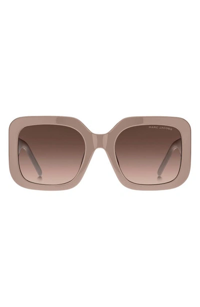 Shop Marc Jacobs 53mm Gradient Polarized Square Sunglasses In Beige Grey/ Brown Gradient