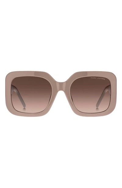 Marc Jacobs 53mm Gradient Square Sunglasses In Beige Grey/ Brown Gradient