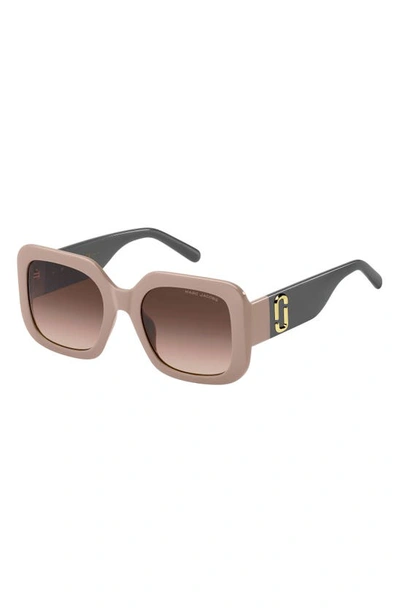 Shop Marc Jacobs 53mm Gradient Polarized Square Sunglasses In Beige Grey/ Brown Gradient