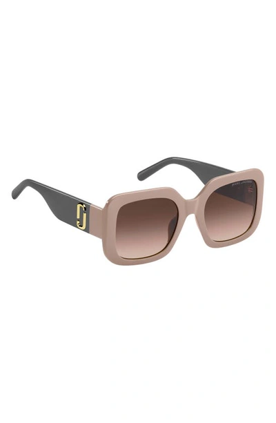 Shop Marc Jacobs 53mm Gradient Polarized Square Sunglasses In Beige Grey/ Brown Gradient