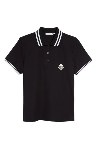 Shop Moncler Tipped Piqué Polo In Black
