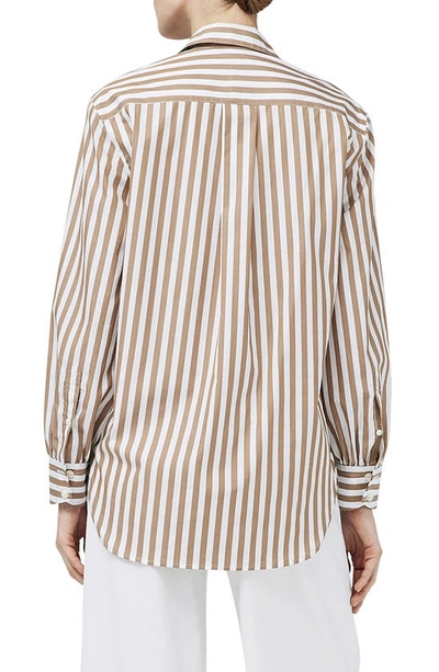 Rag & Bone Maxine Cotton Button Down Stripe Shirt In Brown Stripe