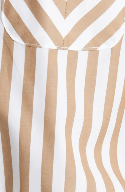Rag & Bone Maxine Cotton Button Down Stripe Shirt In Brown Stripe