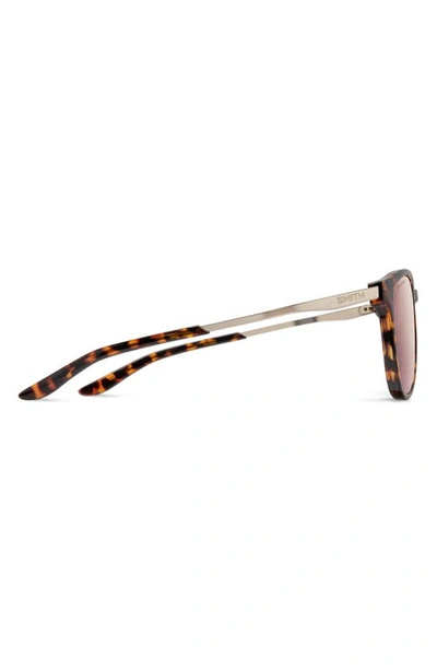 Shop Smith Wander 55mm Chromapop™ Polarized Round Sunglasses In Tortoise / Rose Gold Mirror