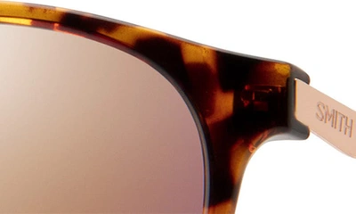 Smith Wander 55mm Chromapop™ Polarized Round Sunglasses In Tortoise / Rose Gold Mirror