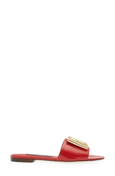 Shop Dolce & Gabbana Dg Logo Slide Sandal In Red