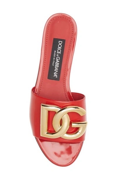 Shop Dolce & Gabbana Dg Logo Slide Sandal In Red